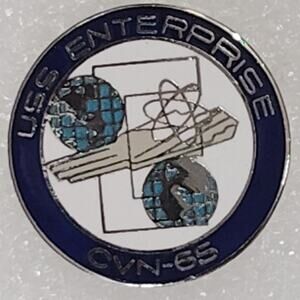 U.S. Navy USS Enterprise CVN-65 Novelty Hat/Lapel/Brooch Pin, Enamel Metal